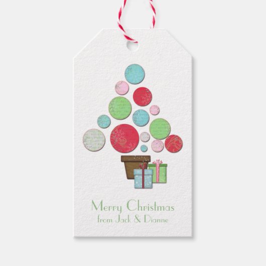 Pastel Moderne kerstboom Cadeaulabel (Voorkant)