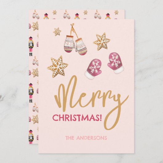 Pastel Moderne Kerstpatroon Feestdagenkaart (Voorkant / Achterkant)