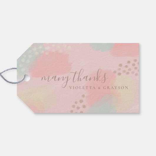 Pastel Moderne Trouwkunst Cadeaulabel (Achterkant Horizontaal)