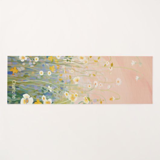Pastel Moderne Waterverf Bloemen Gepersonaliseerde Yogamat (Voorkant (horizontaal))