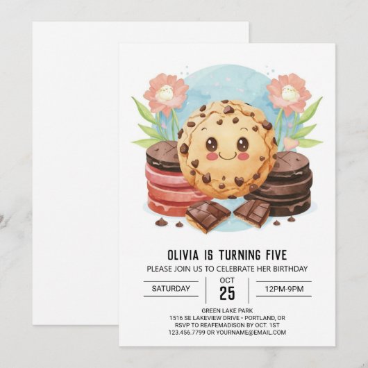 Pastel Moderne Waterverf Cookies Verjaardag Kaart (Voorkant / Achterkant)