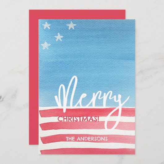 Pastel Moderne Waterverf Vlag Feestdagenkaart (Voorkant / Achterkant)
