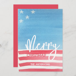 Pastel Moderne Waterverf Vlag Feestdagenkaart