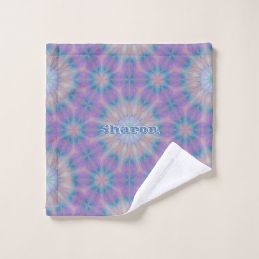 Pastel Moeder van Parel Patroon Naam Monogram | Bad Handdoek (Wasdoekje)