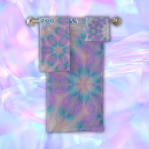 Pastel Moeder van Parel Patroon Naam Monogram Bad Handdoek