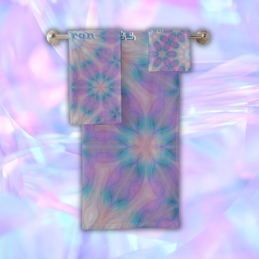 Pastel Moeder van Parel Patroon Naam Monogram | Bad Handdoek