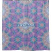 Pastel Moeder van Parel Patroon Naam Monogram | Douchegordijn (Voorkant)