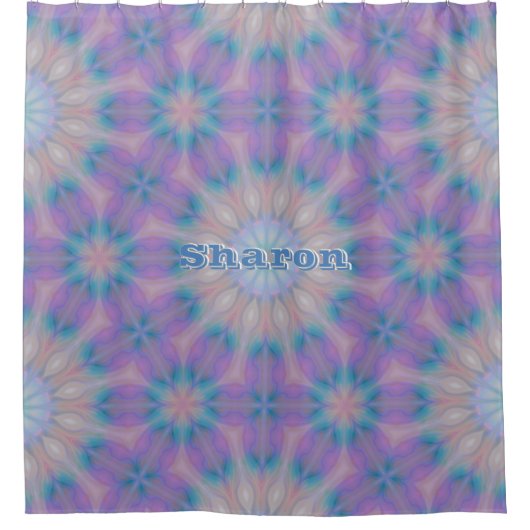 Pastel Moeder van Parel Patroon Naam Monogram | Douchegordijn (Voorkant)