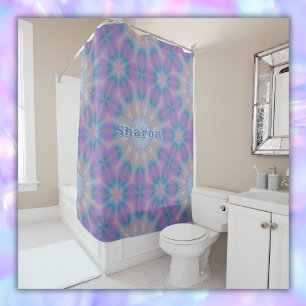 Pastel Moeder van Parel Patroon Naam Monogram Douchegordijn