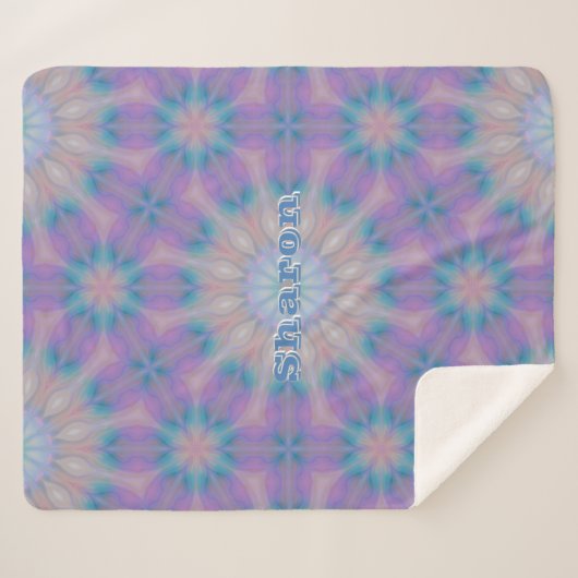 Pastel Moeder van Parel Patroon Naam Monogram | Sherpa Deken (Voorkant (horizontaal))