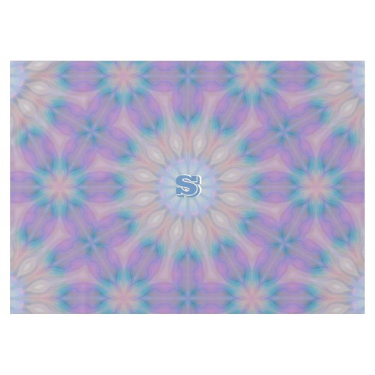 Pastel Moeder van Parel Patroon Naam Monogram | Tafelkleed (Voorkant (Horizontaal))