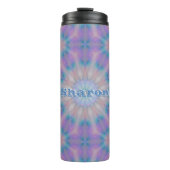 Pastel Moeder van Parel Patroon Naam Monogram | Thermosbeker (Voorkant)