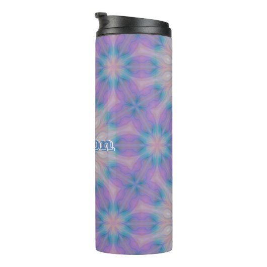 Pastel Moeder van Parel Patroon Naam Monogram | Thermosbeker (Geroteerd rechts)