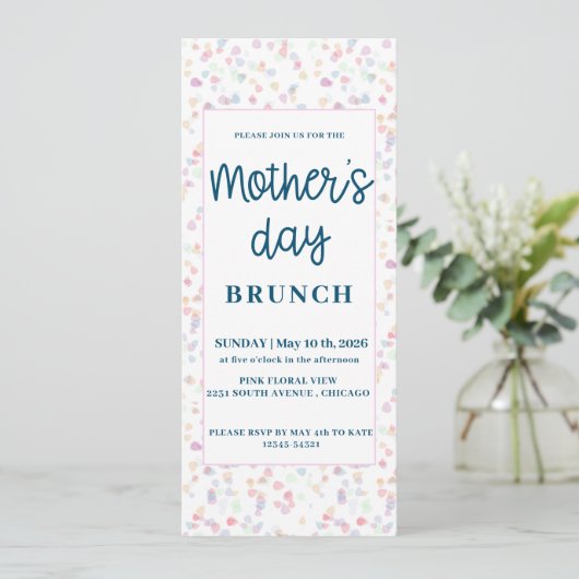 Pastel Moederdag Brunch Kaart (Staand voorkant)