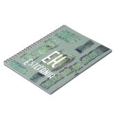 Pastel monogram abstracte salie groen olijf modern notitieboek (Linkerzijde)