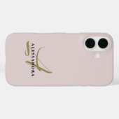 Pastel Monogram blush roze goud zwart minimalist Case-Mate iPhone Case (Achterkant (horizontaal))