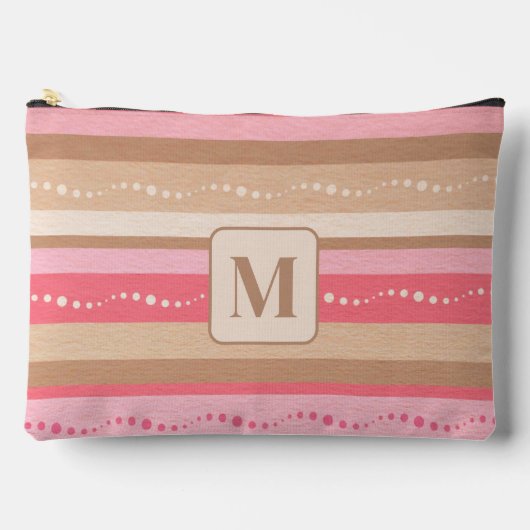 Pastel Monogram en strepen patroon groot Etui (Voorkant)