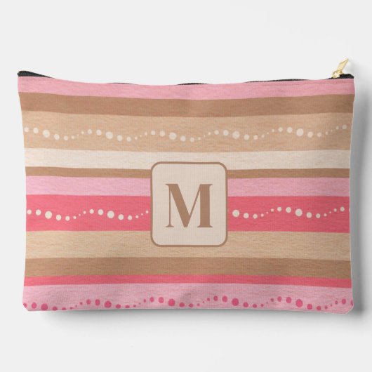 Pastel Monogram en strepen patroon groot Etui (Achterkant)