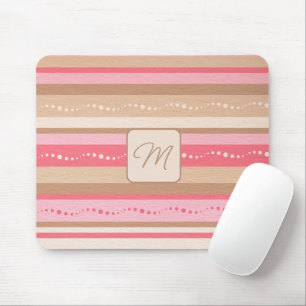 Pastel Monogram En Strepen Patroon Muismat