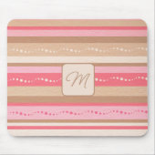 Pastel Monogram En Strepen Patroon Muismat (Voorkant)