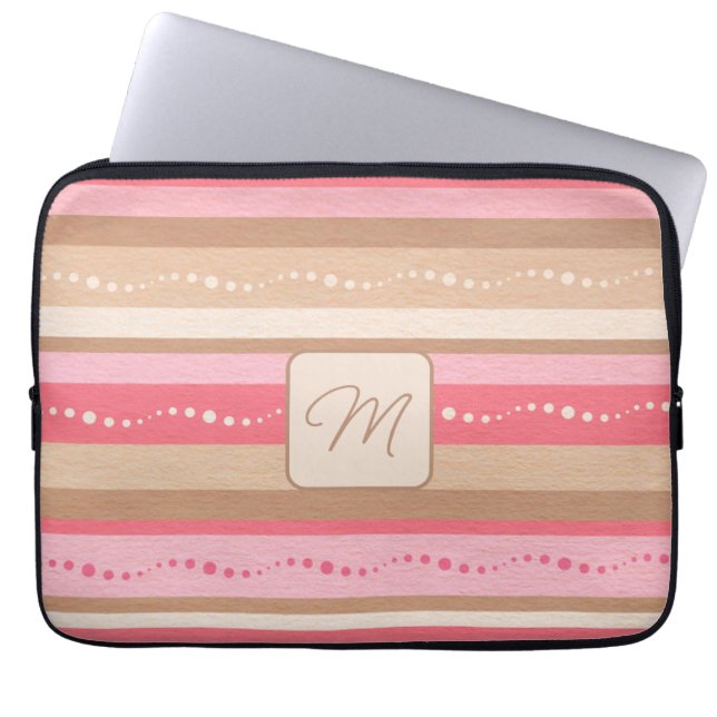 Pastel-monogram en -tapeslantaarnhoes laptop sleeve (Voorkant)