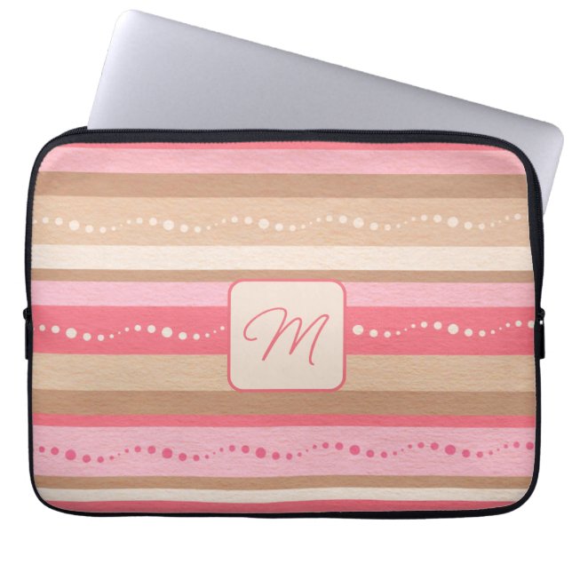 Pastel-monogram en -tapeslantaarnhoes laptop sleeve (Voorkant)