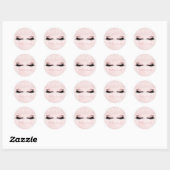 Pastel Monogram Naam Glitter Pink Eye Lash Girl 16 Ronde Sticker (Vel)