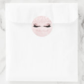 Pastel Monogram Naam Glitter Pink Eye Lash Girl 16 Ronde Sticker (Tas)