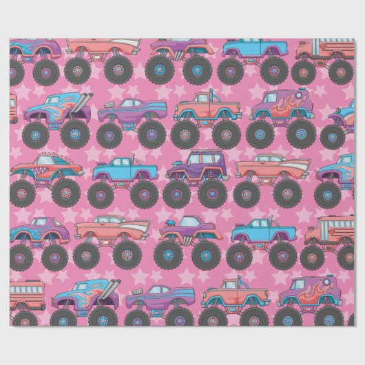 Pastel Monster Truck Wrapping Papier (Vlak)