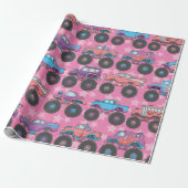 Pastel Monster Truck Wrapping Papier (Uitgerold)