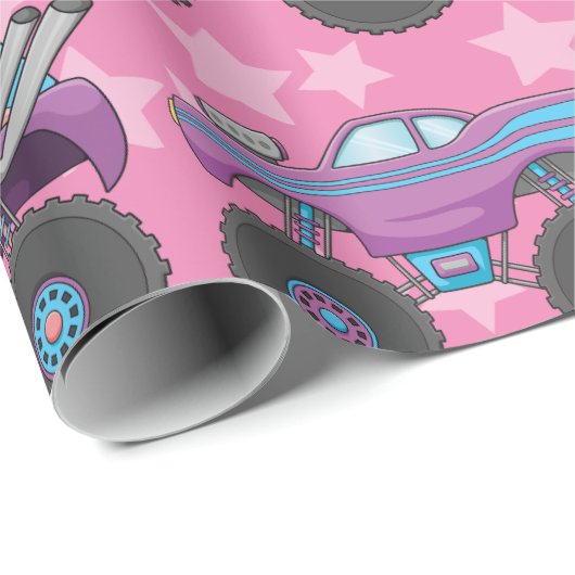 Pastel Monster Truck Wrapping Papier (Rol Hoek)