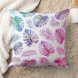 Pastel Monstera en palmenbladeren waterverf Kussen