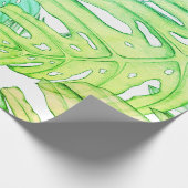 Pastel monstera palm leaf tropische waterverf cadeaupapier (Hoek)