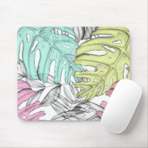 Pastel monstera palm leaf tropische waterverf