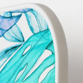 Pastel monstera palm leaf tropische waterverf pickleball paddle (Links Detail)