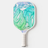 Pastel monstera palm leaf tropische waterverf pickleball paddle (Achterkant)