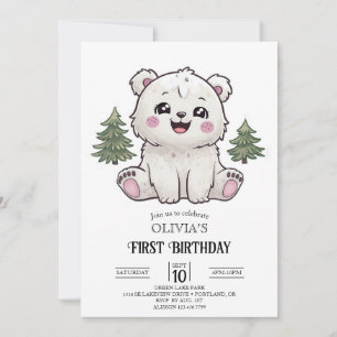 Pastel Mooi Polar Beer 1e verjaardag Digitaal Kaart