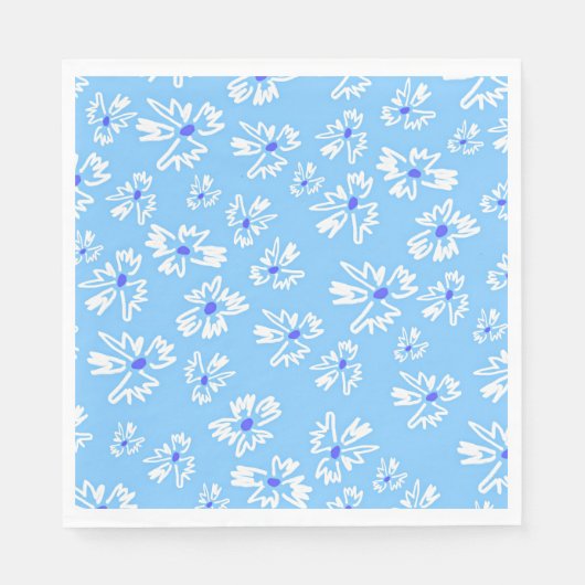 Pastel Mooie Blauwe en Witte Bloemen Servet (Voorkant)