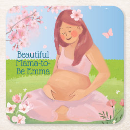 Pastel Mooie Mama-to-Be Baby shower Kartonnen Onderzetters