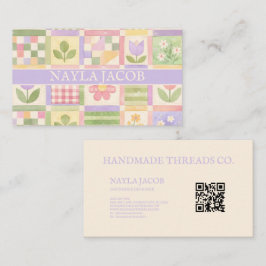 Pastel Mooie Meisjesachtige Paarse Groene Quilt Pa Visitekaartje