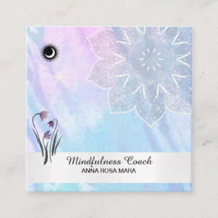 *~* Pastel Moon QR code Mandala Foil Floral Squar Vierkante Visitekaartje