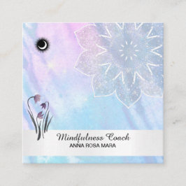 *~* Pastel Moon QR code Mandala Folie Floral Squar Vierkante Visitekaartje