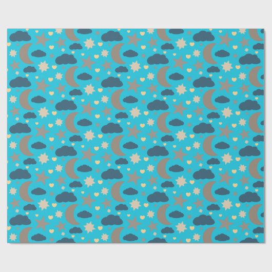 Pastel Moon Stars and Clouds Gift Wrap Cadeaupapier (Vlak)