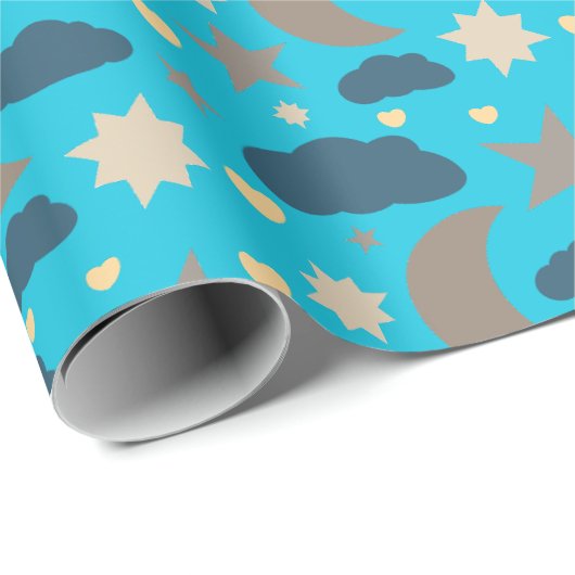 Pastel Moon Stars and Clouds Gift Wrap Cadeaupapier (Rol Hoek)