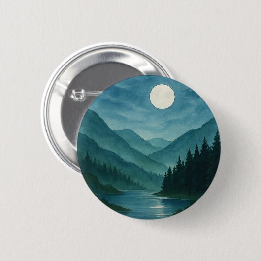 Pastel Moon tijdens Starry Mountain Night Ronde Button 5,7 Cm (Voorkant /achterkant)