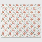 Pastel Moppige Draken Loofpatroon Cadeaupapier (Vlak)