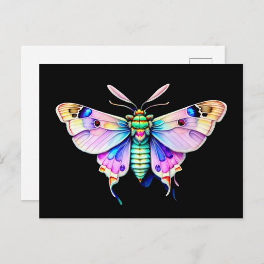 Pastel Moth, waterverf stijl, postkruising Briefkaart (Voorkant / Achterkant)
