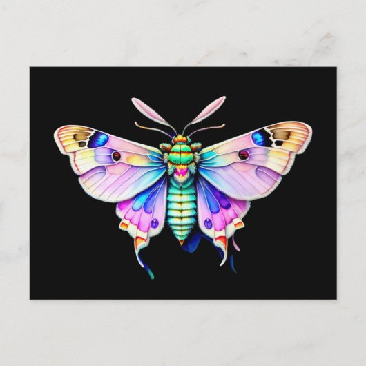 Pastel Moth, waterverf stijl, postkruising Briefkaart (Voorkant)