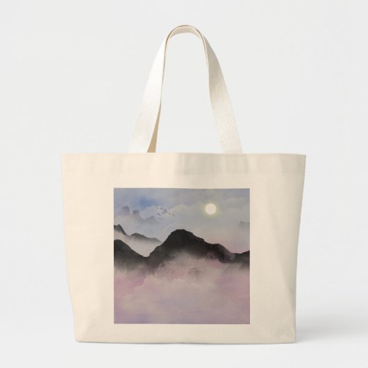 Pastel Mountain Silhouetten | Minimalistische Natu Grote Tote Bag (Voorkant)