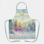 Pastel mountainforest artsy custom Monogram Apron Schort (Voorkant)